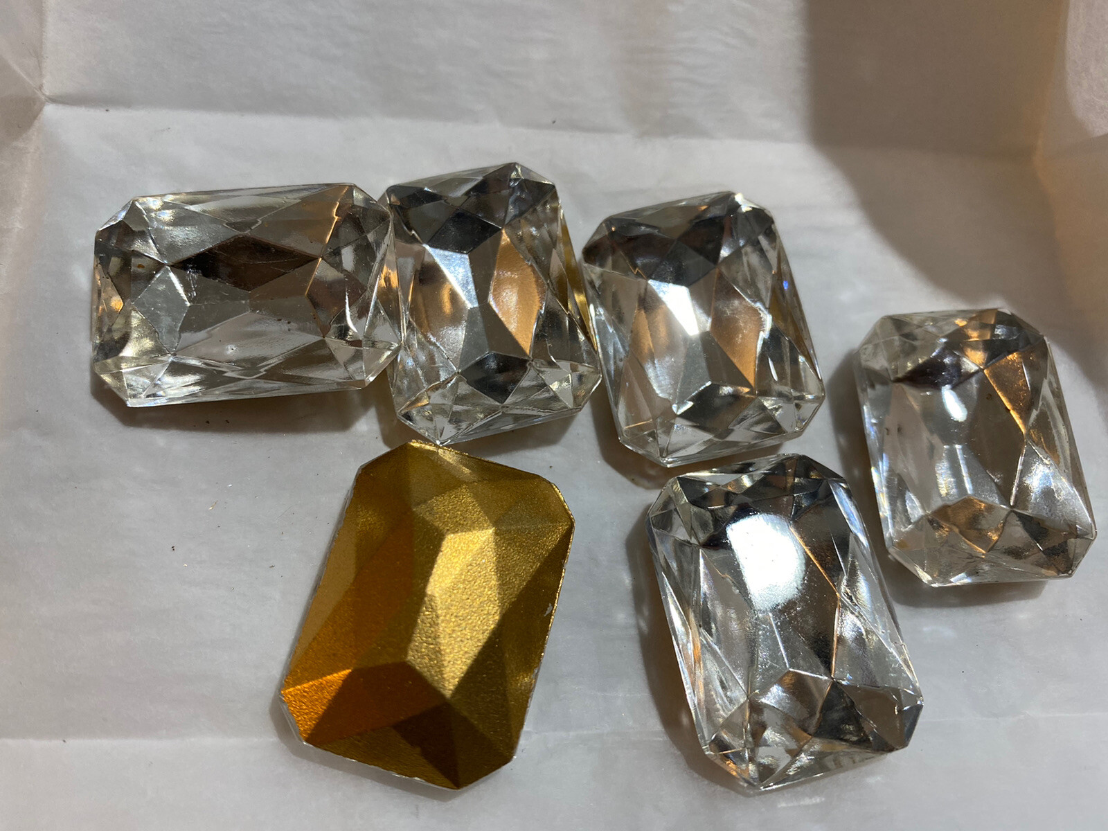 30×22 Czech Pointed Back Octagon Gold Foiled Crystal Glass Jewel (12 Pcs)