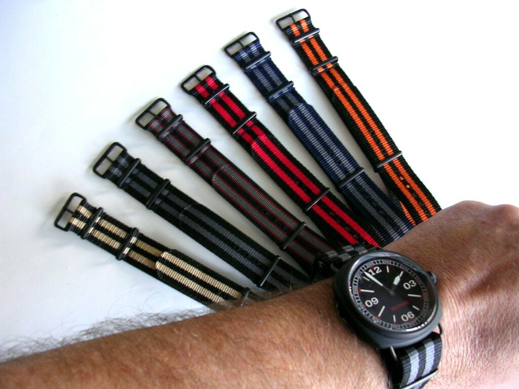24mm Green NATO G10 PVD Premium Nylon watch band strap RAF IW SUISSE 18 19 20 22