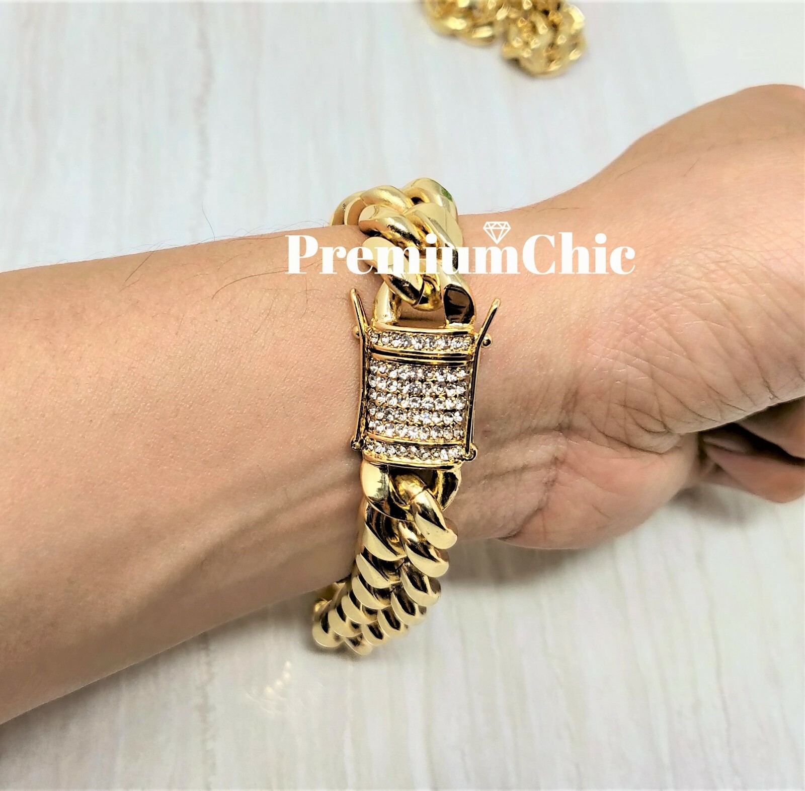 Mens Miami Cuban Link Chain HEAVY 14k 18K Gold Plated Stainless Steel Hip Hop