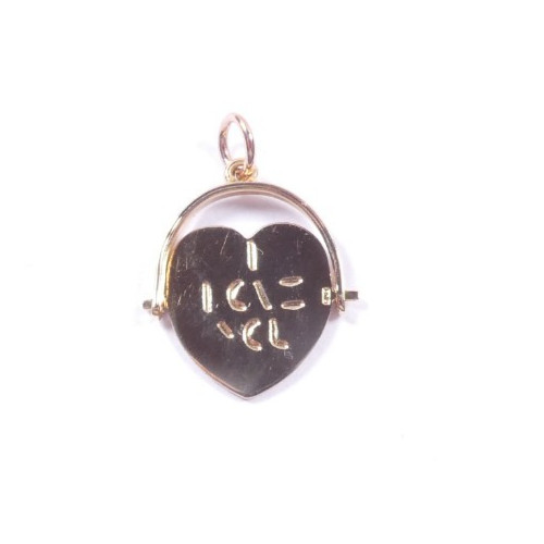 Pendant I Love You spinner charm pendant vintage 9 carat yellow gold heart shape