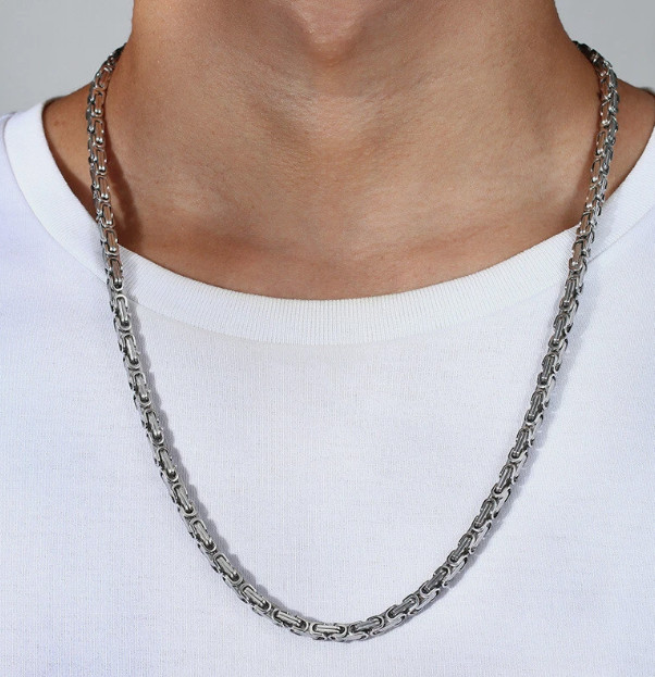 Byzantine Chain Necklace Stainless Steel 4mm / 5mm / 6mm / 7mm / 8mm / 10mm