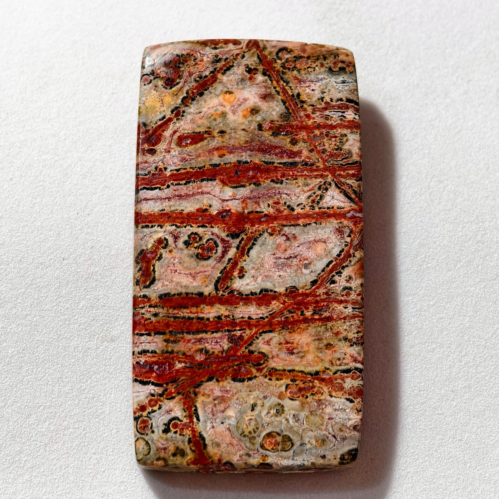 87 Cts Natural Leopard Skin Jasper Cabochon Gemstone 51X27X6 MM