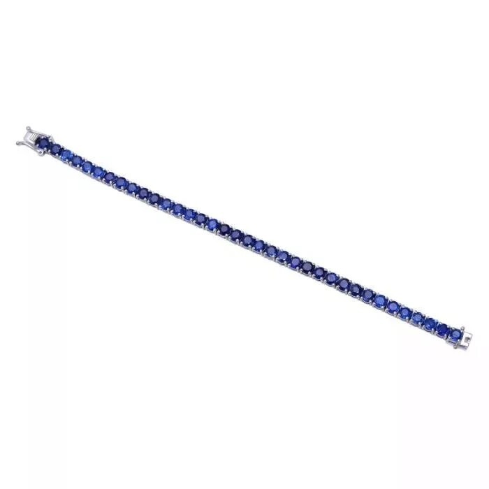 4Ct Round Cut Simulated Blue Sapphire Tennis Bracelet In 14k White Gold plated