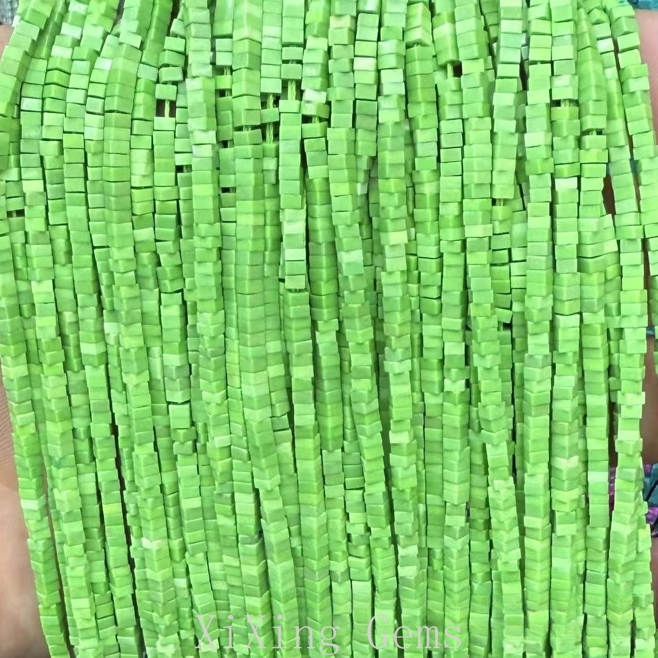 1x2mm Natural Green Turquoise Flat Square Disc Spacer Beads for Jewelry Making