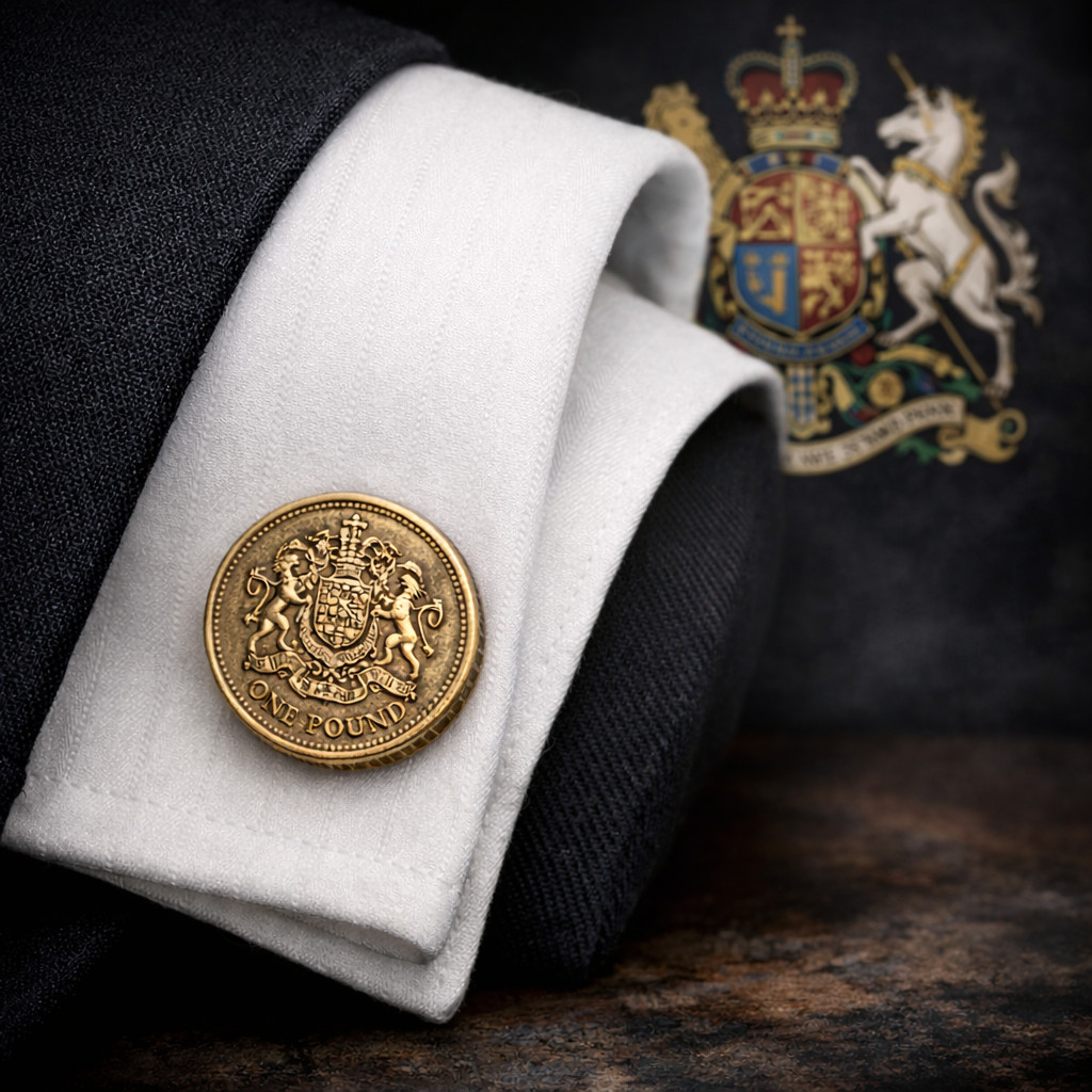 Vintage UK One Pound Coin Cufflinks Royal Coat of Arms – Handmade