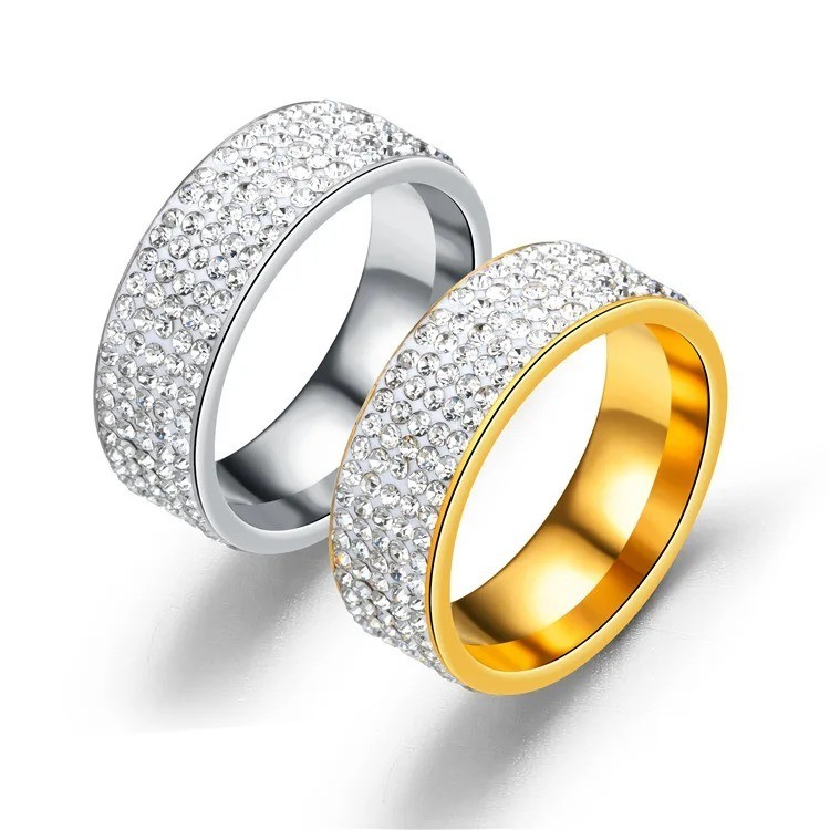Unisex CZ Stainless Steel Ring Men/Women’s Wedding Band Rings Gold Silver 6-13