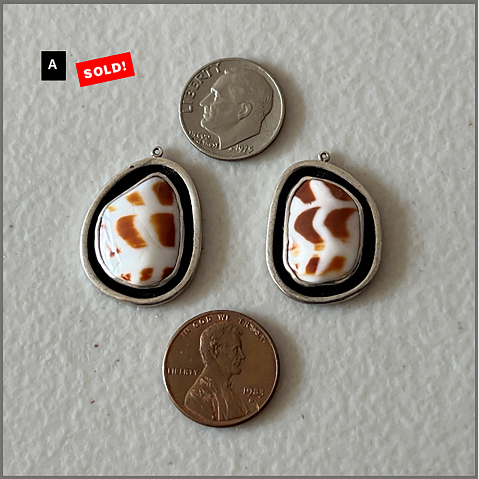 Sterling Silver Hawaiian Seashell Ring; & Pendants Vintage 70s