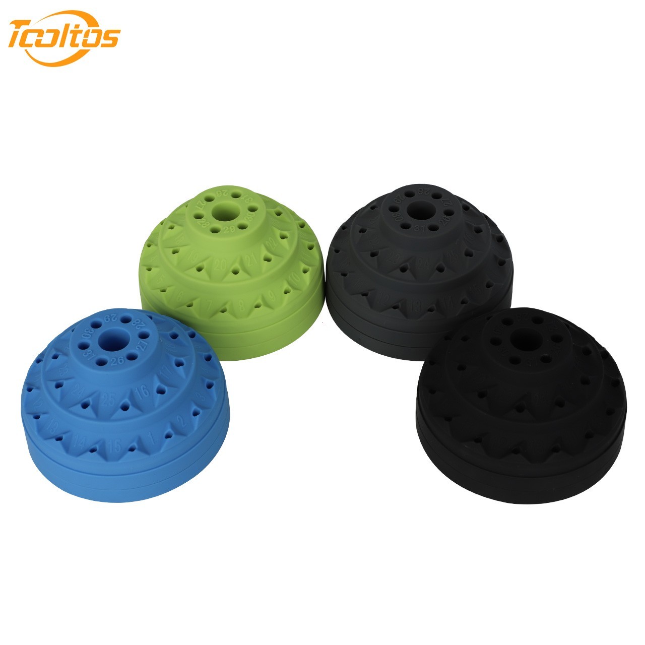 360° Rotating Drill Bit Holder | 32 Holes Silicone Tool Organizer Non-Slip Base