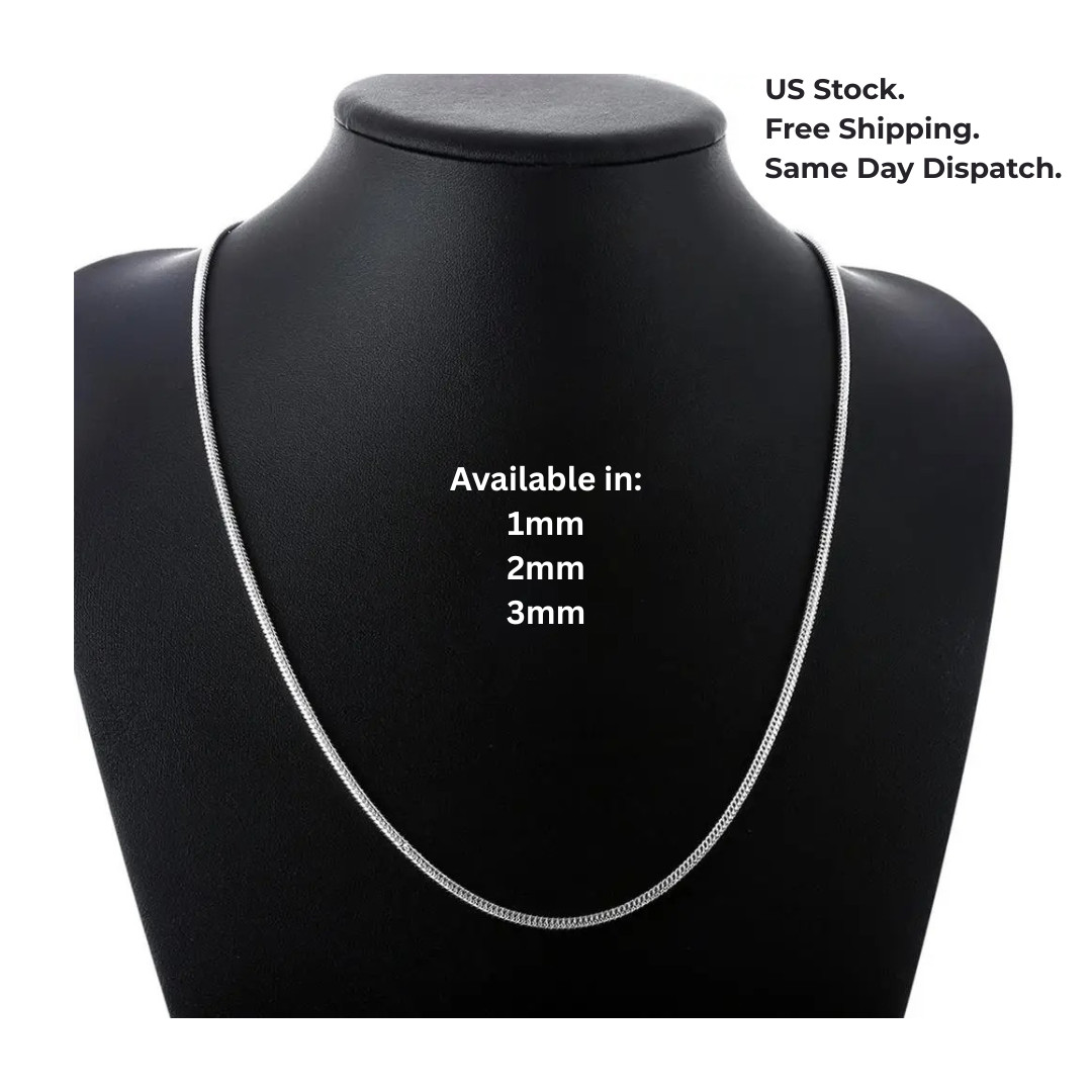 Men&Women’s 925 Sterling Silver Snake Chain Necklace 16-24*
