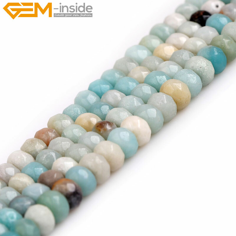 Natural Amazonite Rondelle Spacer Beads Gemstone Loose Beads Jewelry Making 15″