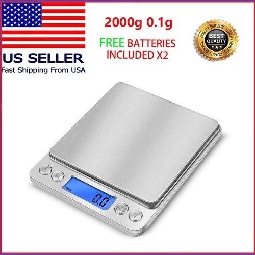Digital Scale 2000g x 0.1g Jewelry Gold Silver Coin Pocket Scale Kitchen Grain