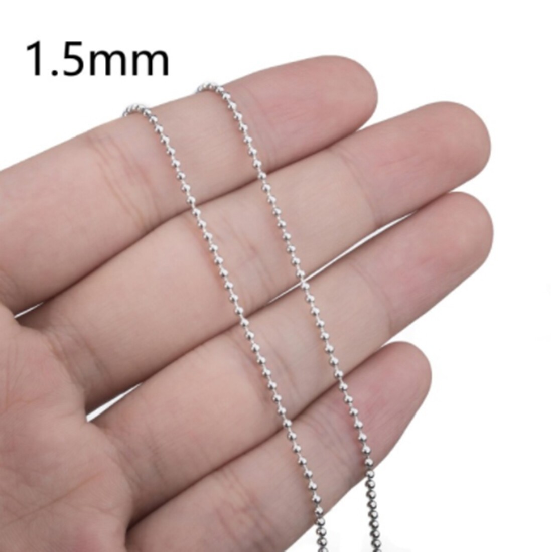 1.5-12mm Unisexs Stainless Steel Silver Bead Ball Chain Necklace Or Bracelet New