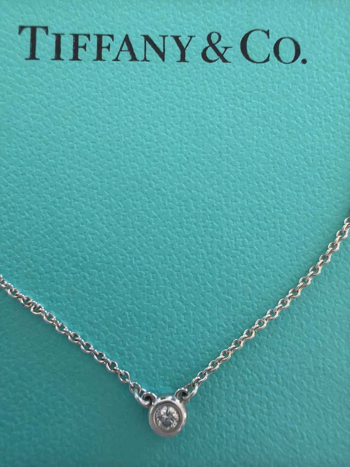 Tiffany & Co Elsa Peretti Diamond by the Yard Necklace .03 Sterling Silver