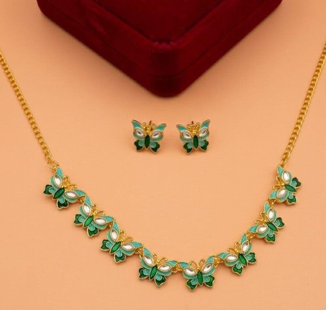 Indian bollywood butterfly shaped enamel pendant for women and girls