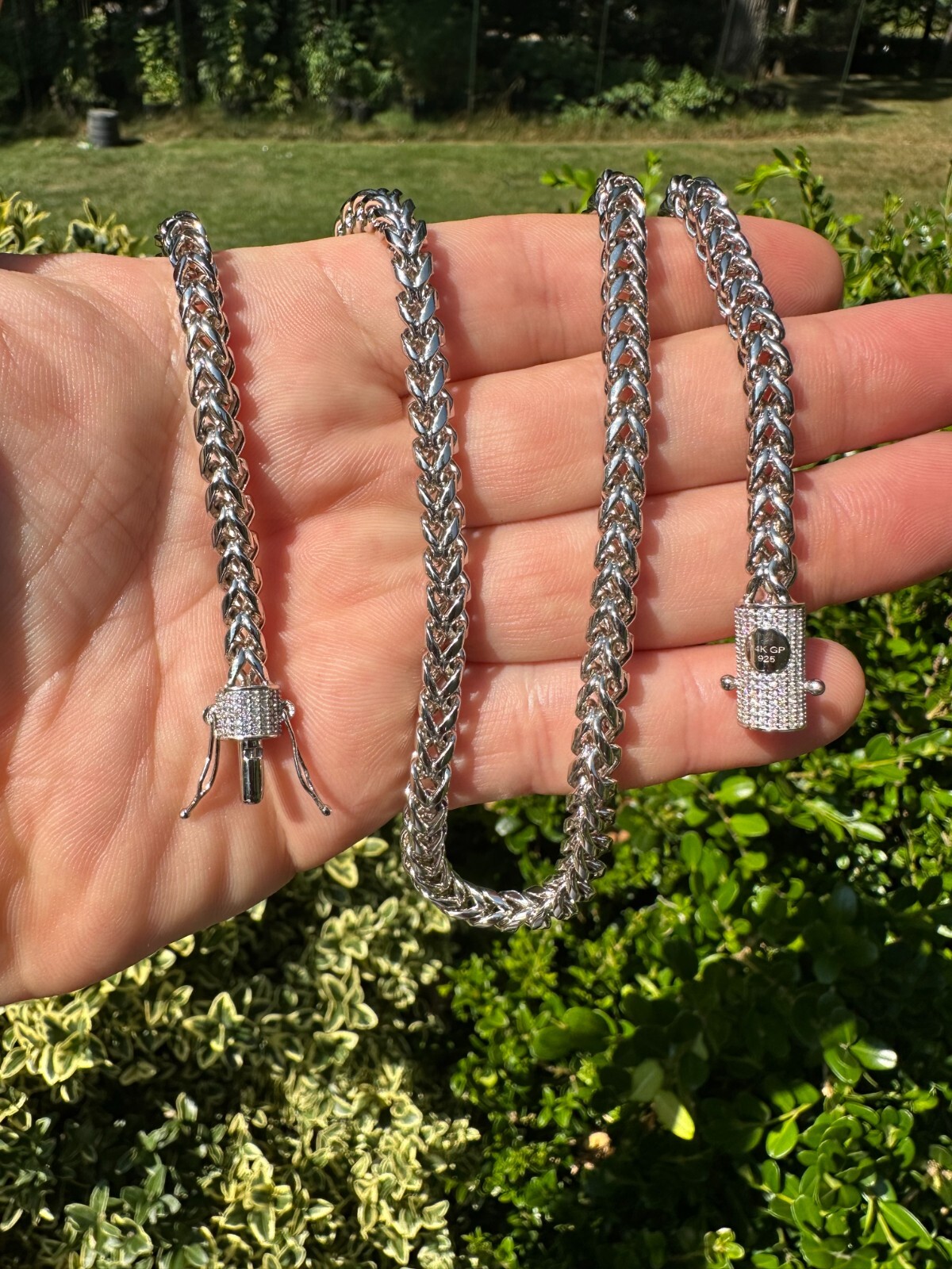 Iced MOISSANITE Clasp 925 Silver Stainless Steel Franco Chain Necklace Bracelet