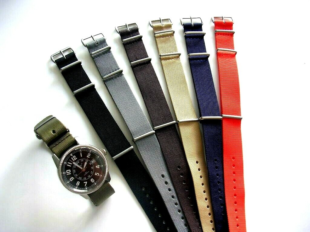20mm Black Grey stripe NATO G10 nylon watchband strap 3 pak RAF Bonded IW SUISSE