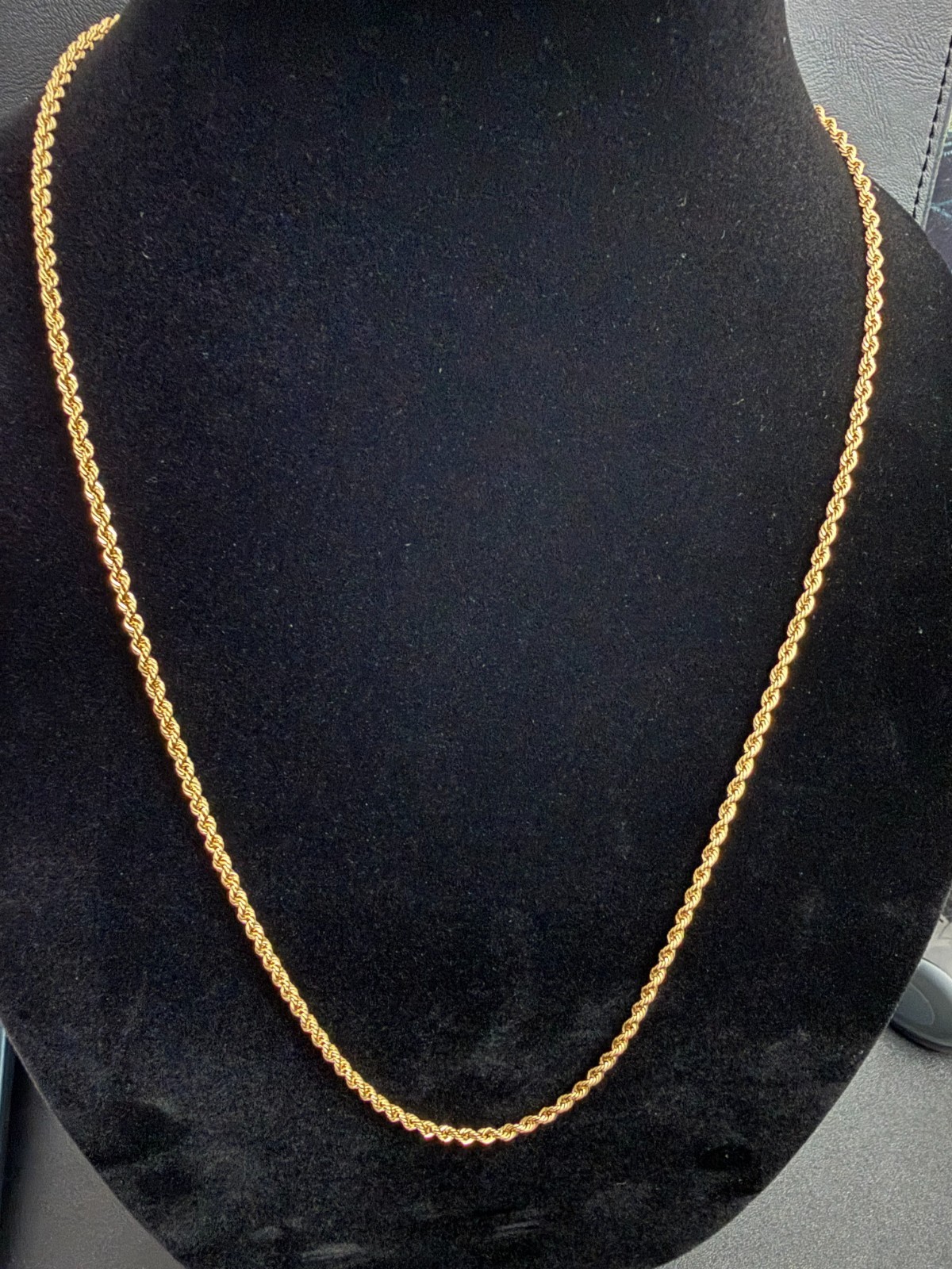 Solid 18K Yellow Gold Rope Chain Necklace 26” – 2mm – 6.80g Genuine 750