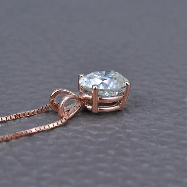 1.00 CT Oval Cut Lab created Diamond Women’s Necklace 14K Rose Gold