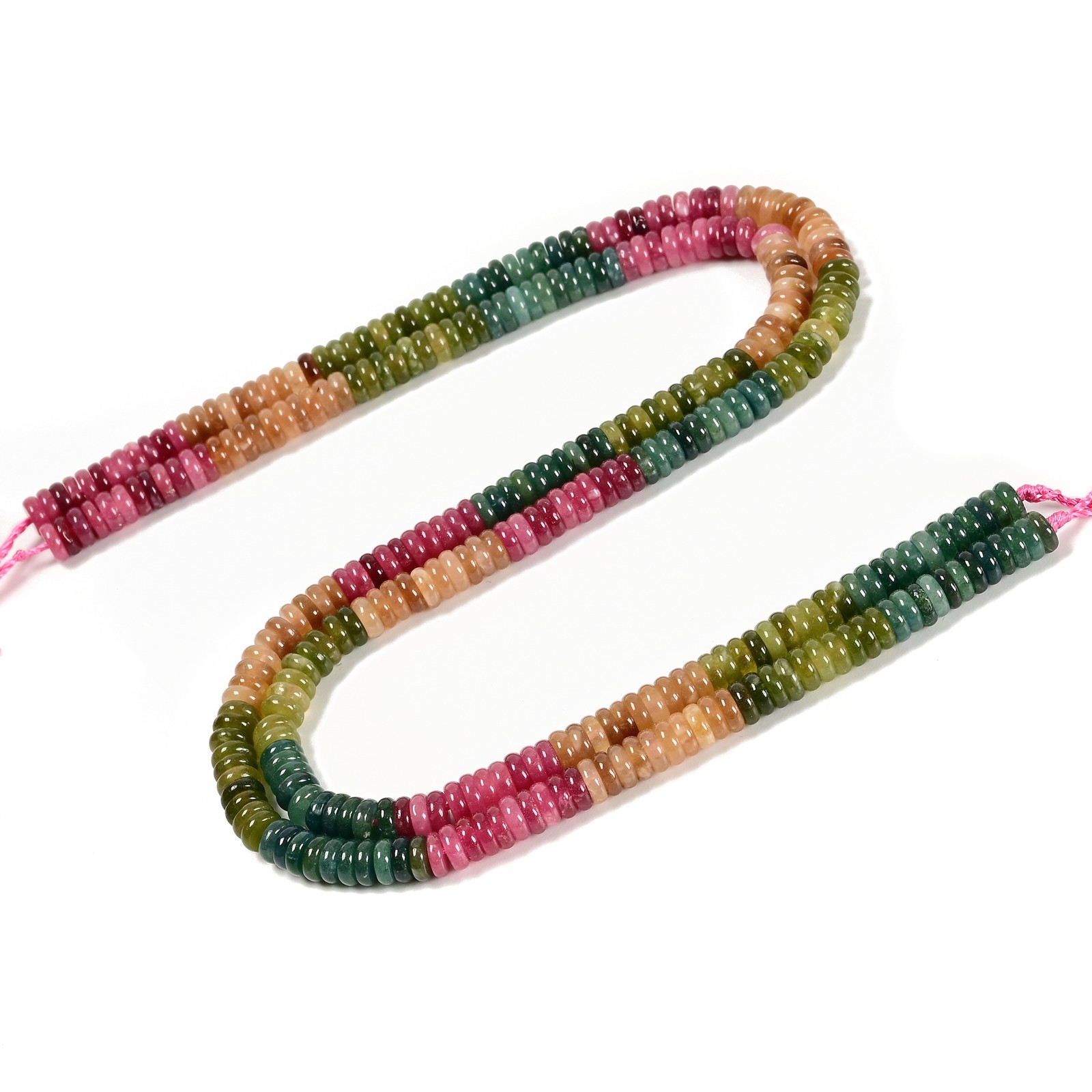 Multi-color Tourmaline Color Dyed Jade Smooth Rondelle Beads 2x6mm 15.5” Strand