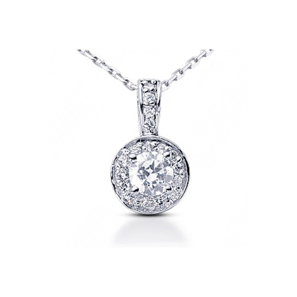 1.11ct tw I/SI1 Round Cut Earth Mined Certified Diamonds Platinum Halo Pendant