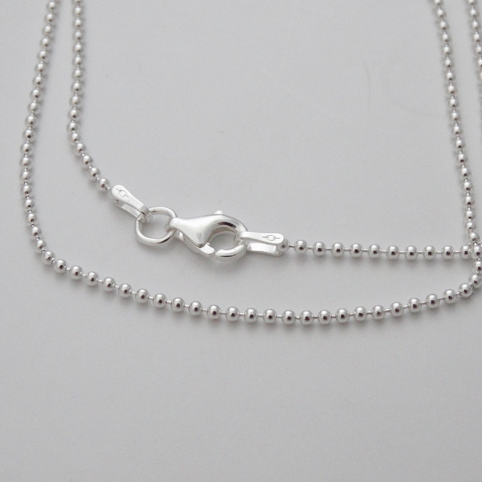 1.5mm Ball Bead Chain Necklace – 925 Sterling Silver – 16″ 18″ 20″ 22″ 24″ 30″