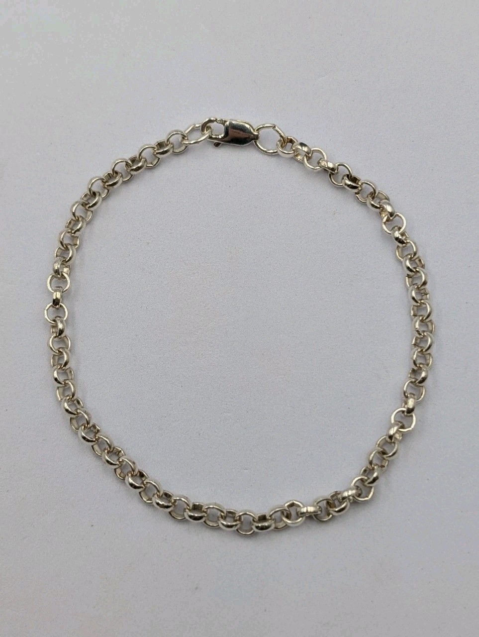 925 Sterling Silver Rolo Link Chain Unisex Bracelet 8″ 4.1mm 6.2g Belcher Charm