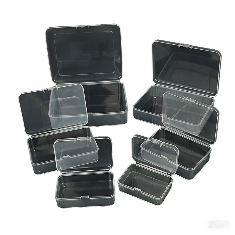 Mini Storage Box Rectangular Plastic Transparent Holder With Lid Container Case
