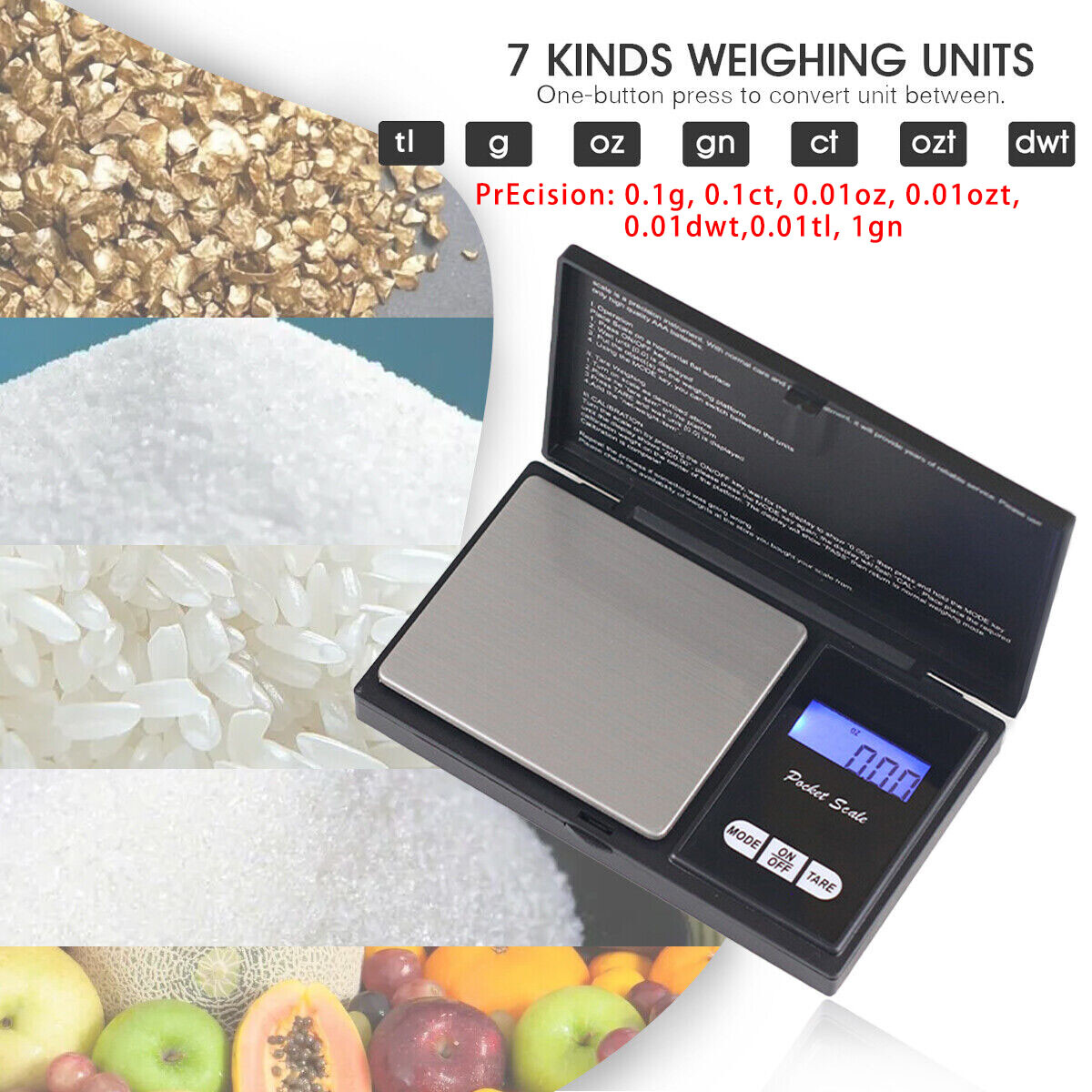 Digital Scale 1000g x 0.1g Jewelry Gold Silver Coin Gram Pocket Size Herb Grain