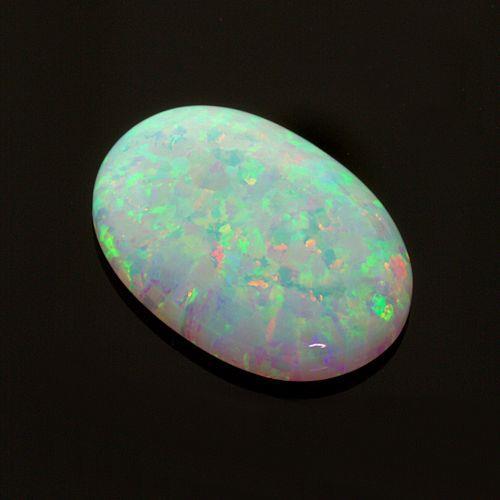(7x5mm – 14x10mm) Lab Created White Opal Oval Cabochon (Bright flash of colors)