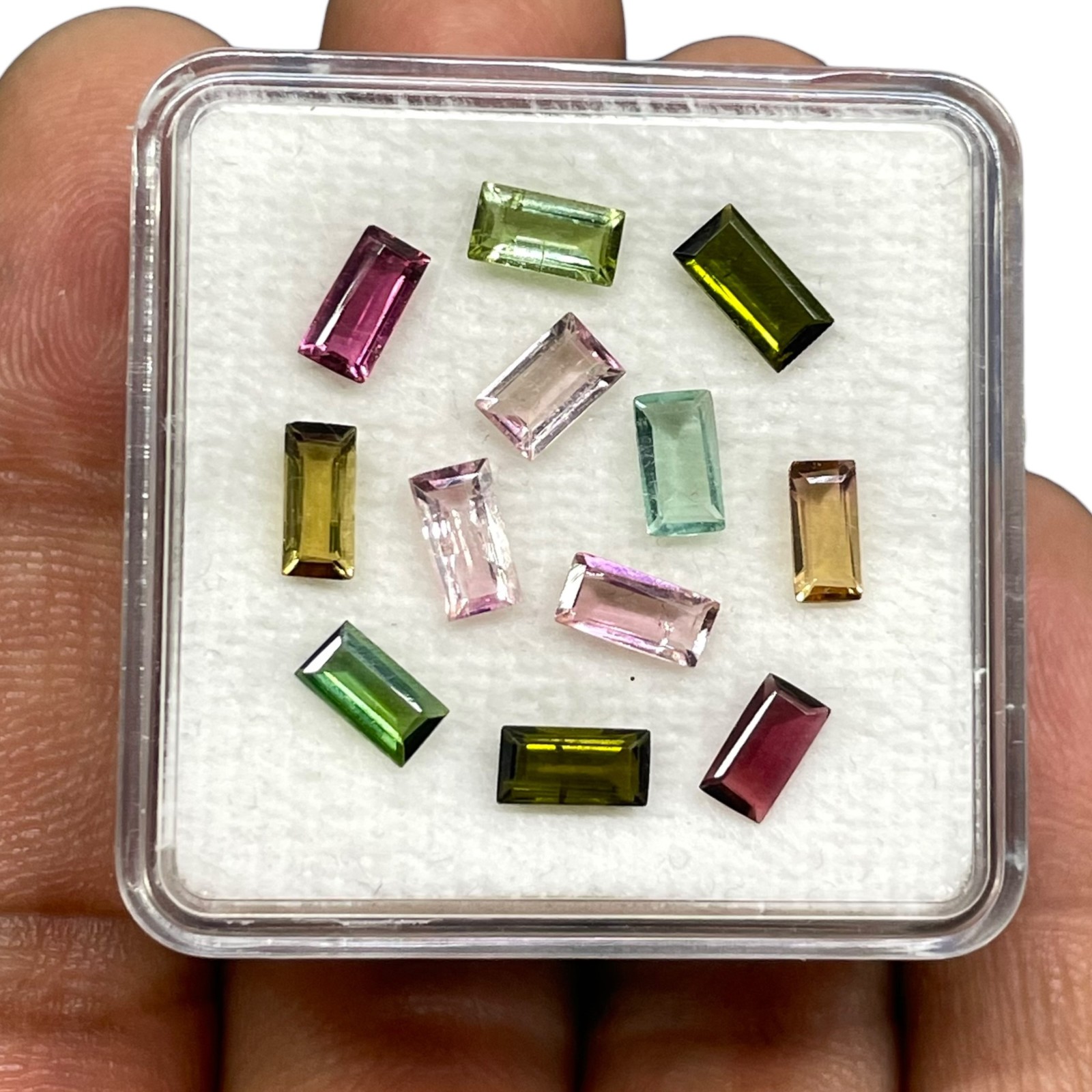 12 Pcs Natural Multi Tourmaline 5.6-6.7mm Baguette Cut Loose Untreated Gemstones