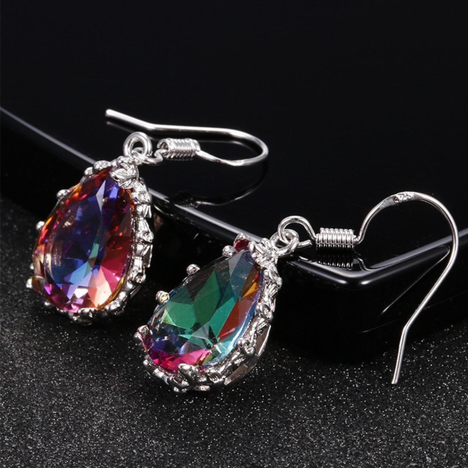 Topaz Drop Earrings for Women Silver Plated Jewelry Earring Pair Lab-created C6