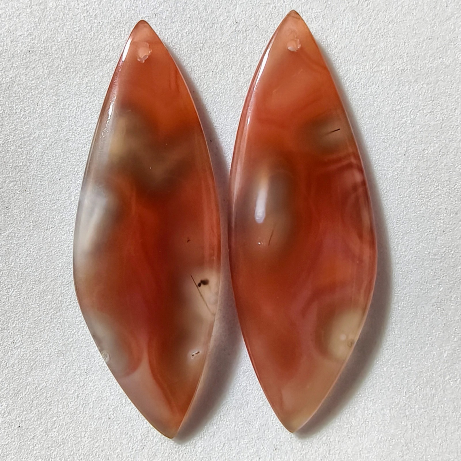 46 Cts Natural Botswana Agate Drilled Pair Cabochon Gemstone 46.8 X 16.6 MM