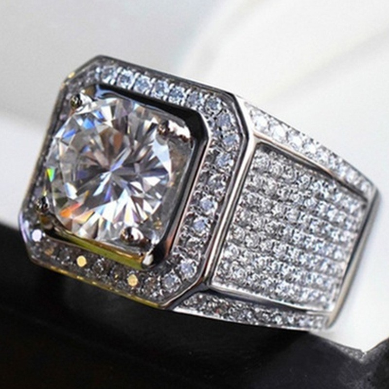 Mens Fashion Full Zircon Ring Micro Pave Hip Hop Bling Jewelry