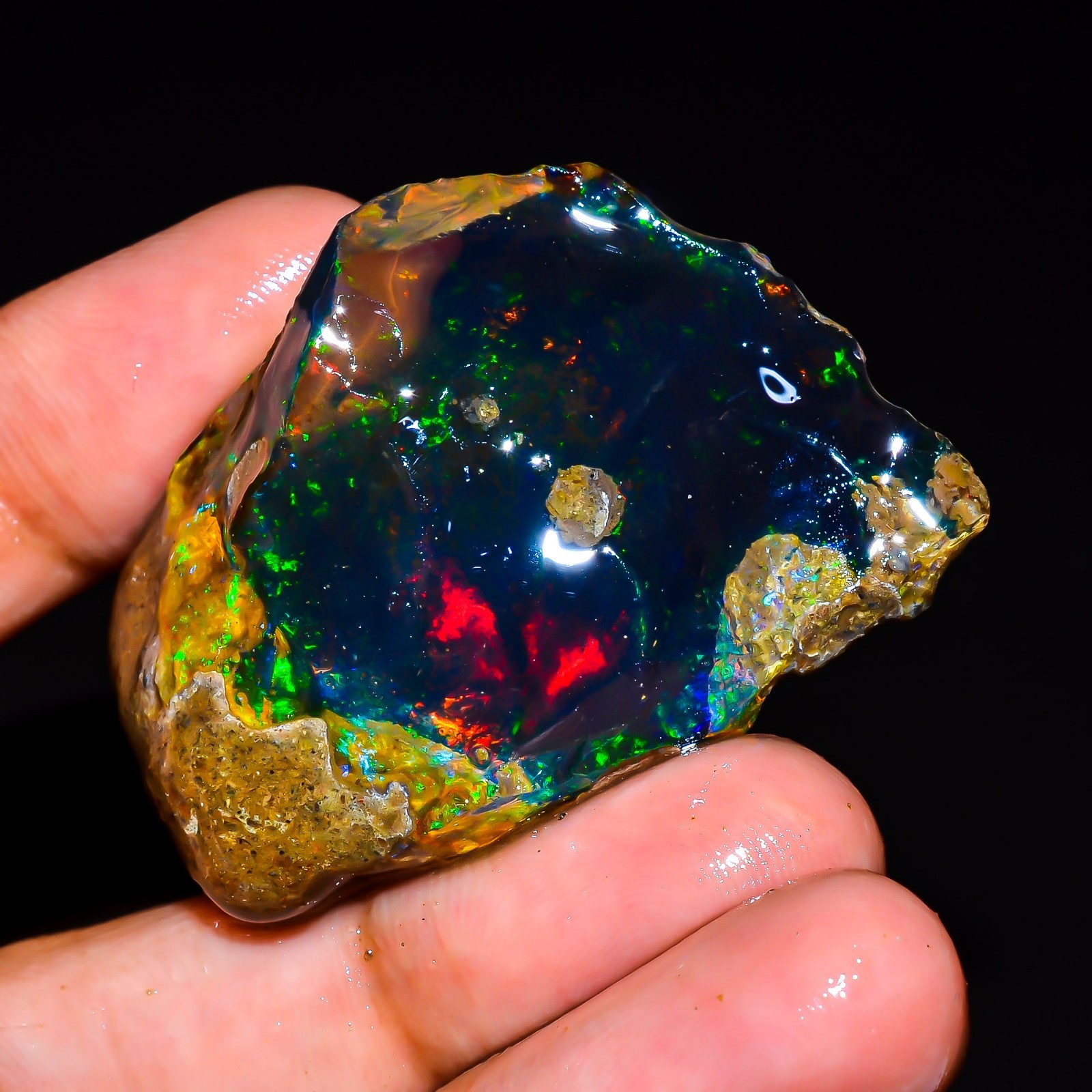 75 Ct Fire Opal Ethiopian Natural Oil Rough Gemstone For Jewelry 44x30x13 mm