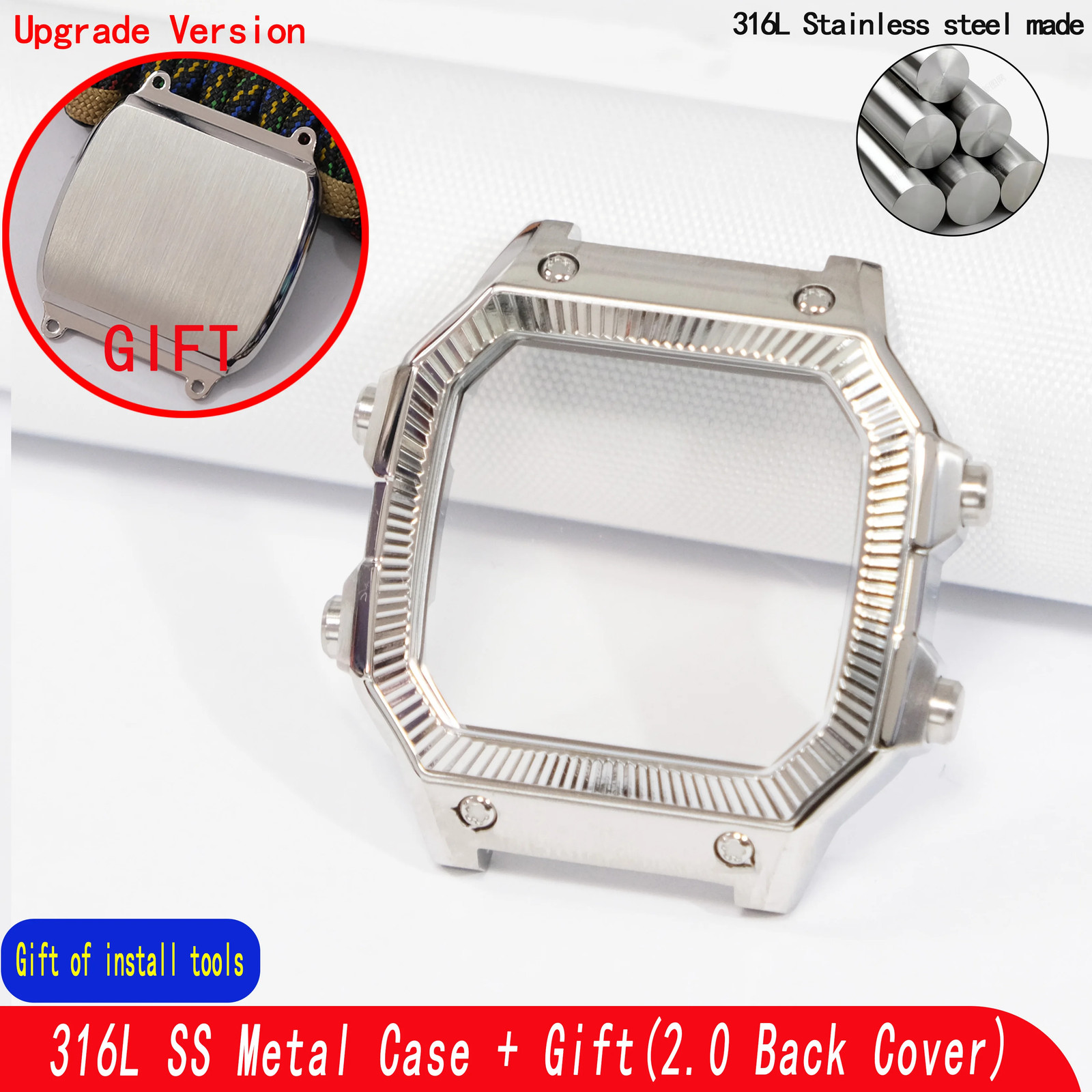 Replacement Watch Case for AE1200 AE1300 316L Steel Mod Kit Compatible with 3299