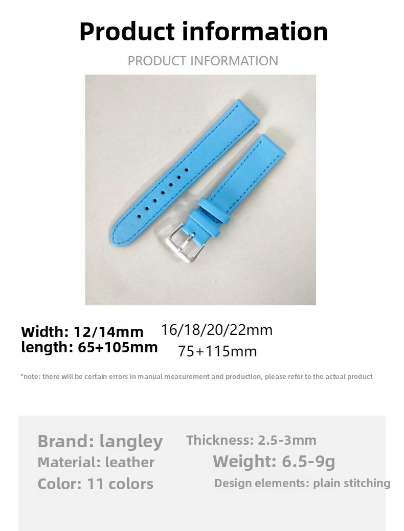 Pin Buckle Leather Watch Band PU Leather Wristband 8/1012/14/16/18/20/22/24mm