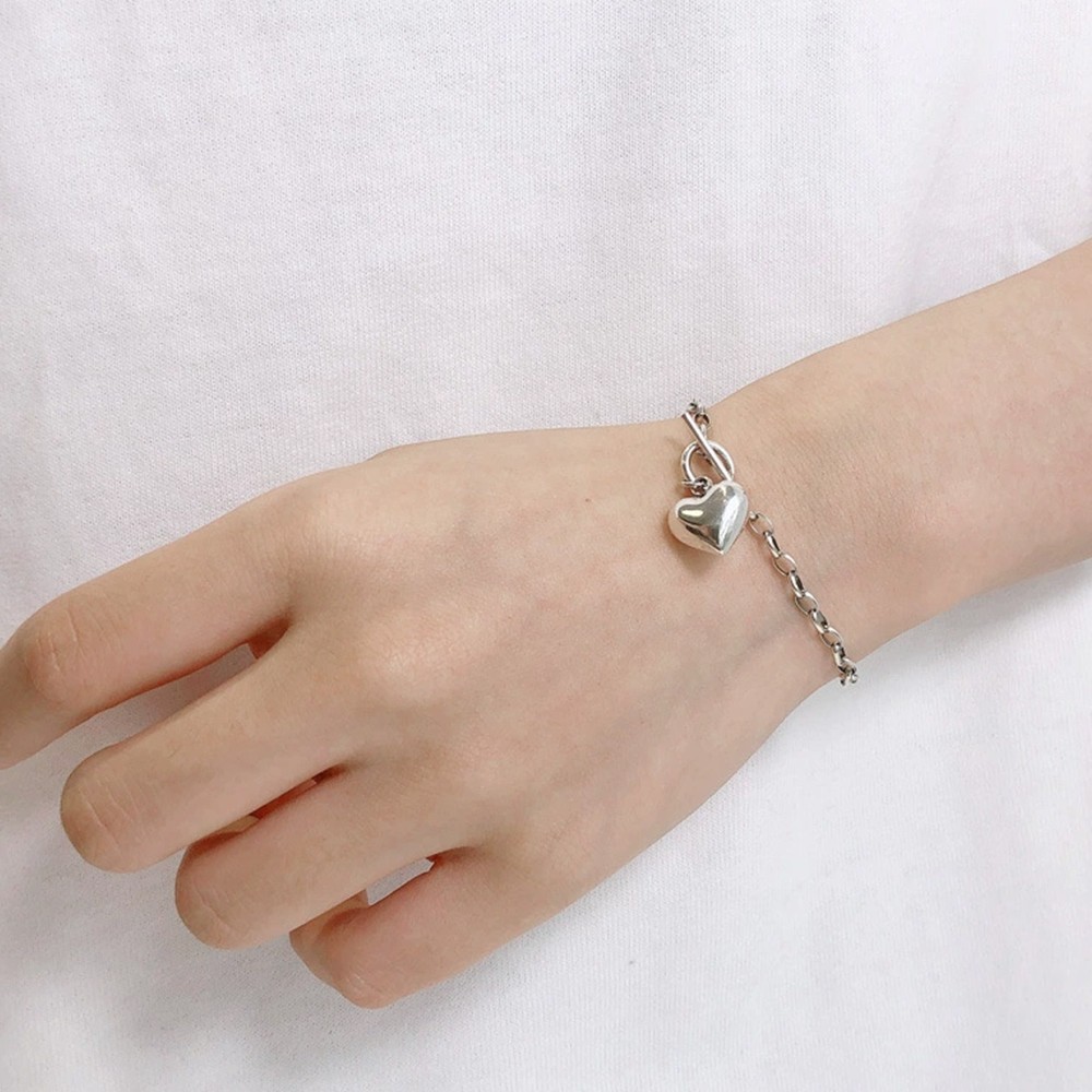 Beautiful Heart Charm Bracelet 925 Sterling Silver Women Girls Jewelry Gift UK