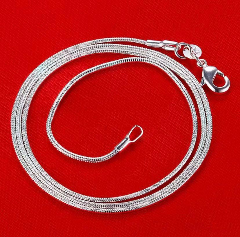 Chain Silver Necklace Rope Sterling Italian 16-30in Unisex Women Stainless Steel
