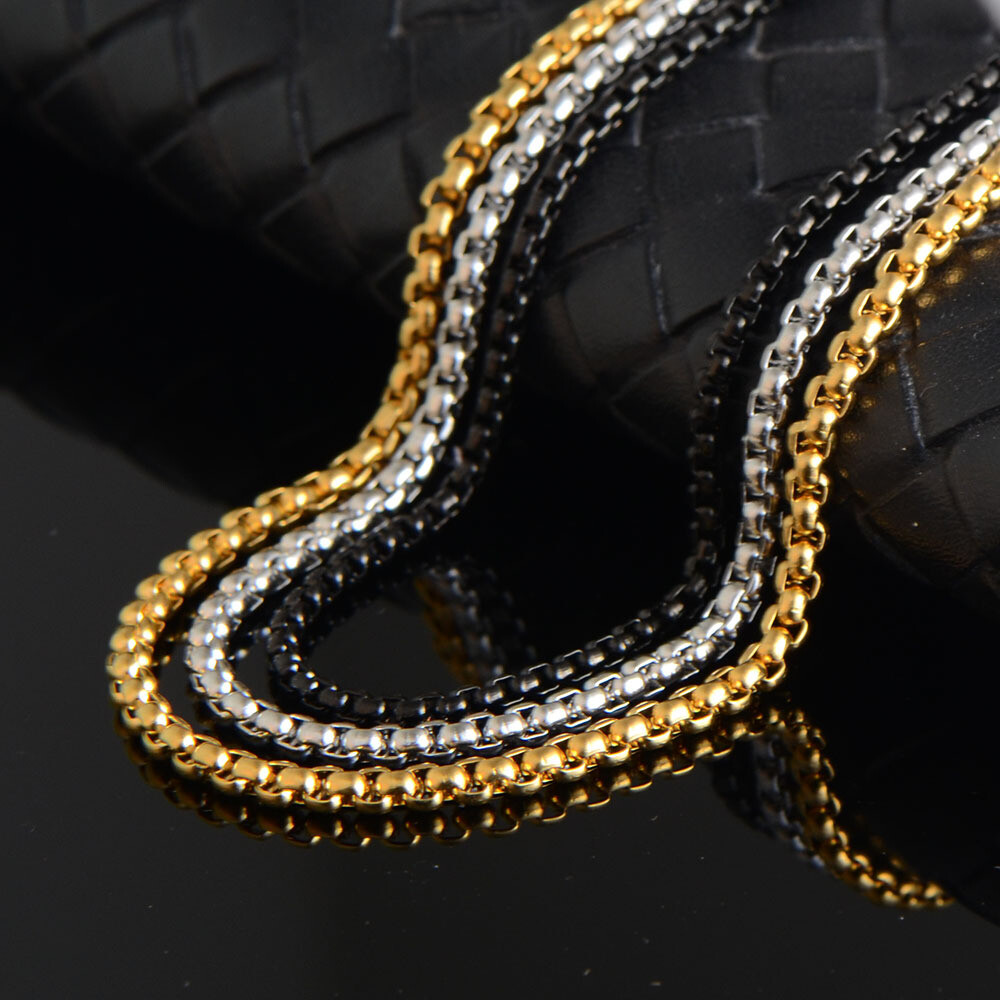 2/3/4/5/7mm Fashion 316L Stainless Steel Rolo Link Chain Necklace for Women Men