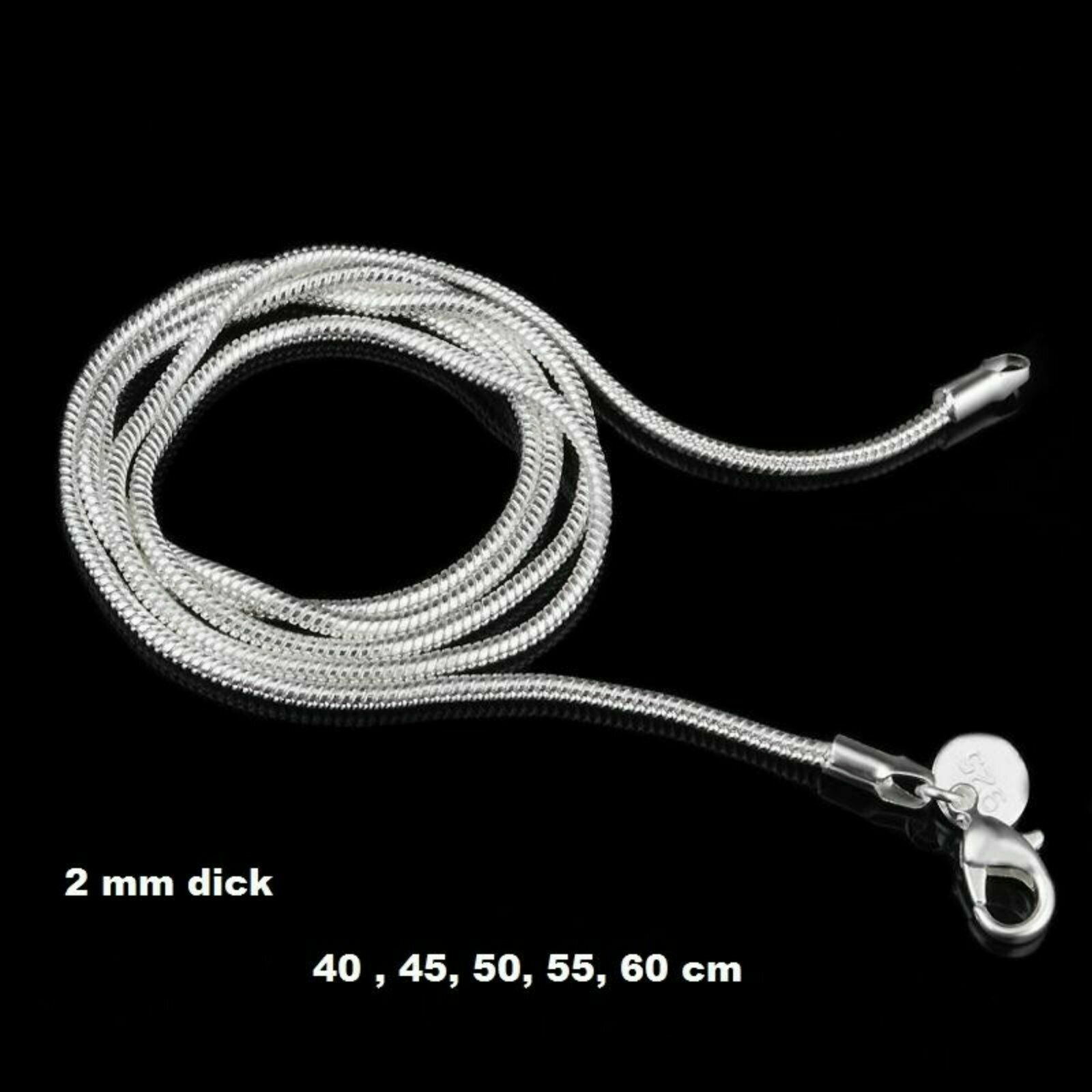 925er Sterling Silber Schlangenkette 40-60 cm 2mm Frauen Männer Kinder