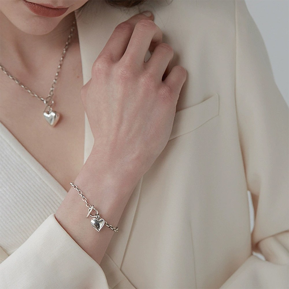 Beautiful Heart Charm Bracelet 925 Sterling Silver Women Girls Jewelry Gift UK