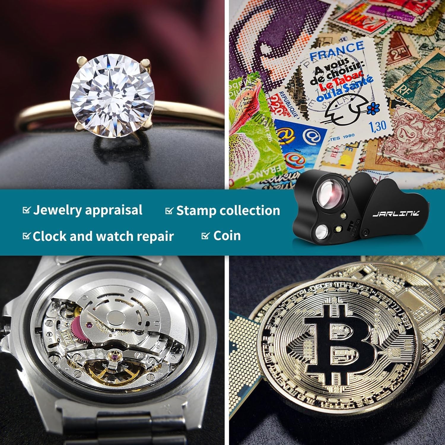 Sleek Foldable 30X 60X Jeweler’s Loupe with Bright LED – For Precise Inspections