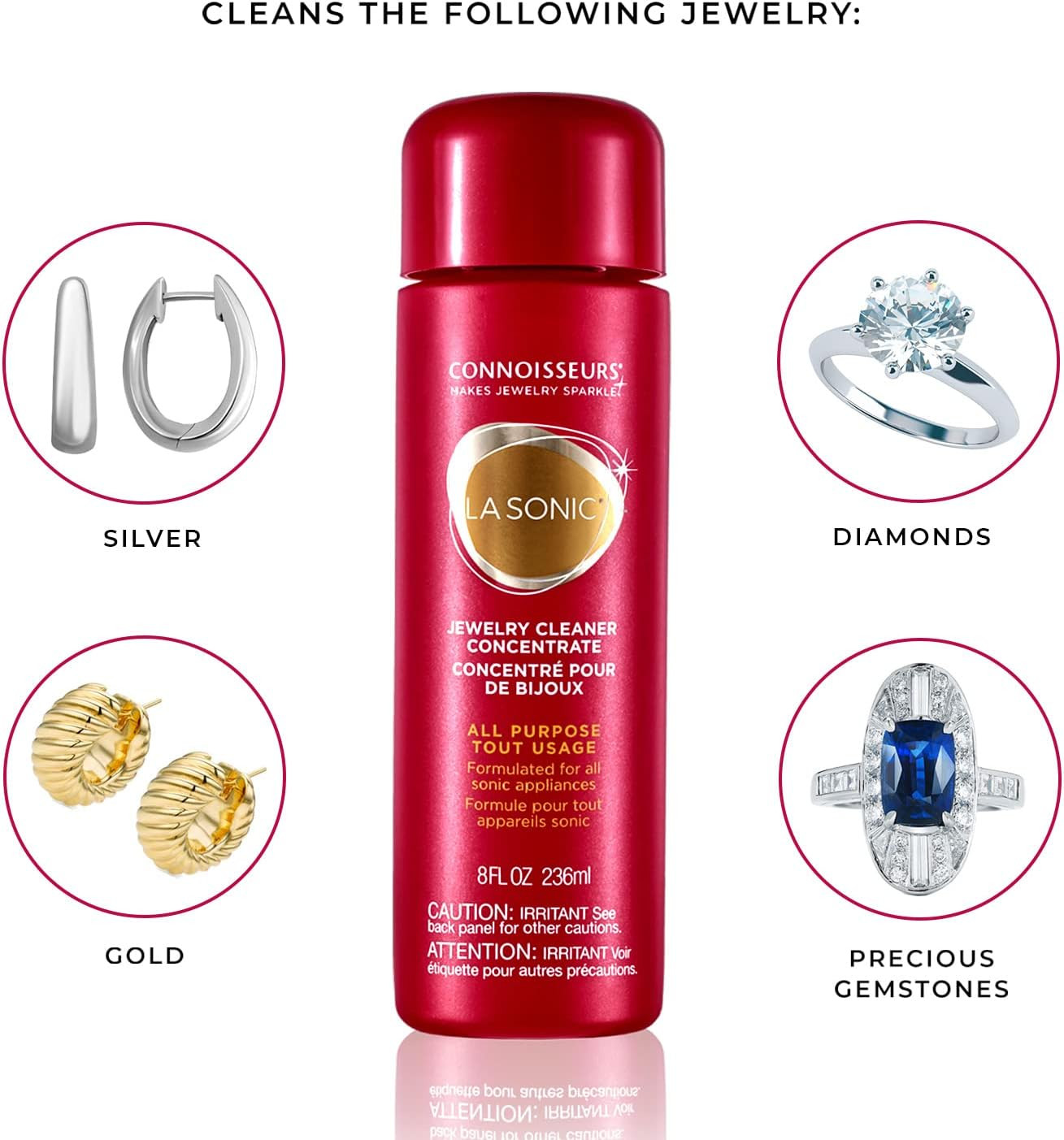 Lasonic All-Purpose Jewelry Cleaner Concentrate – 8 Fl Oz – Formulated for Lason