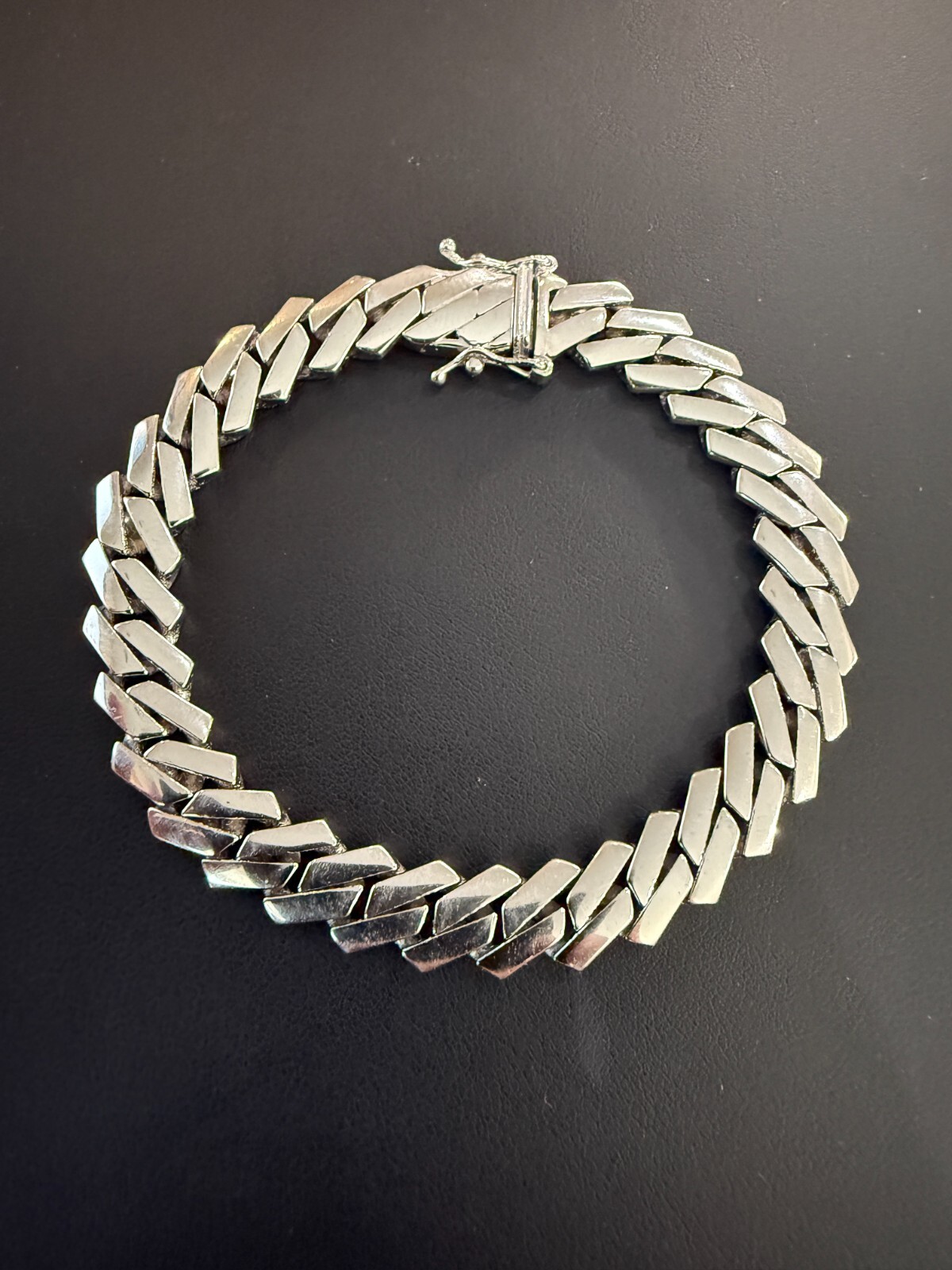Monaco Prong Cuban Link Bracelet Hollow Rhodium Real 925 Silver 9-13mm ITALY