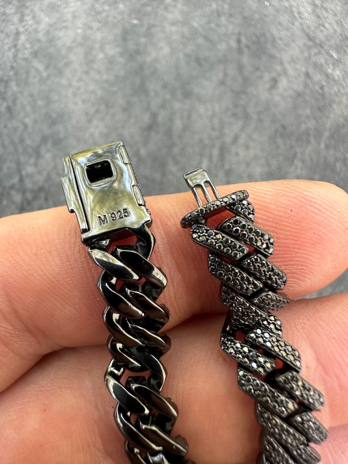BLACK MOISSANITE 8mm Real Miami Cuban Link Prong Chain Iced 925 Silver Necklace