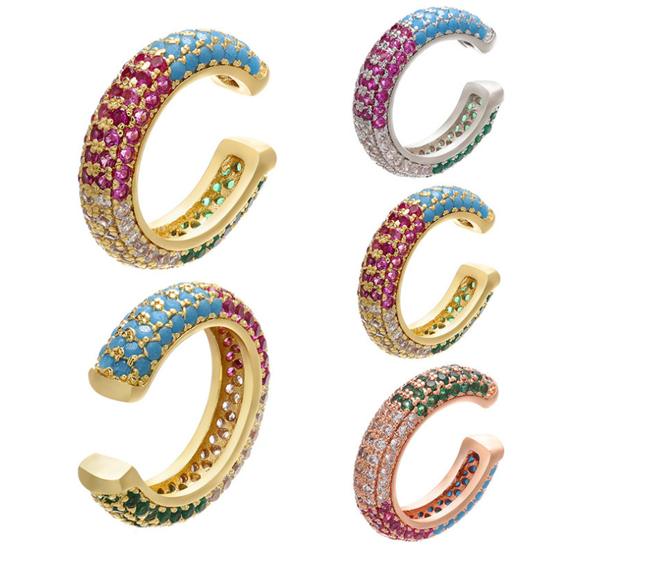 1Pc Women Girl Width Band Silver Gold Plated Micro Pave CZ Ear Cuff Earrings I72