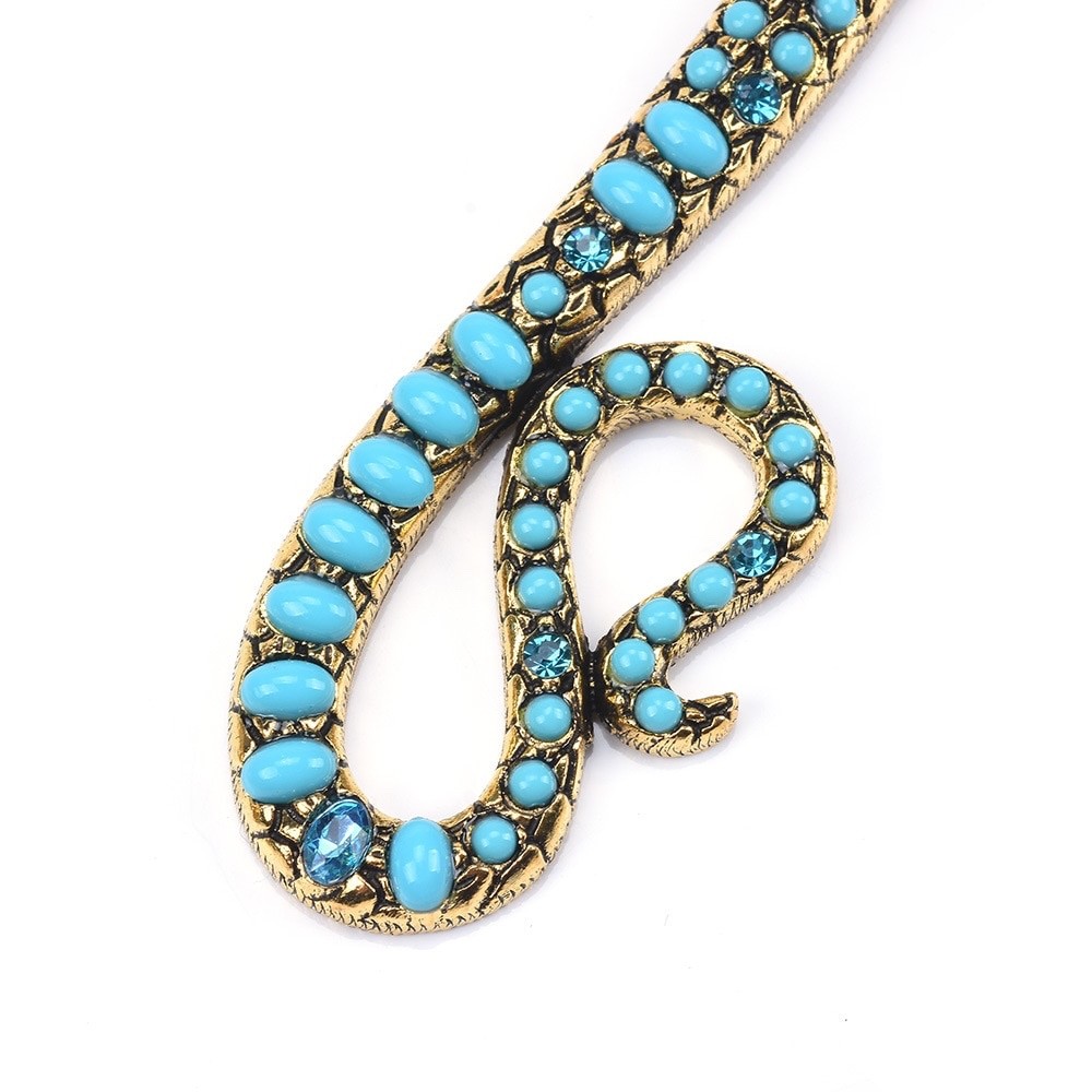 Snake Choker Women Aqua Blue Choker Necklace Gold Plated New Eye Catcher
