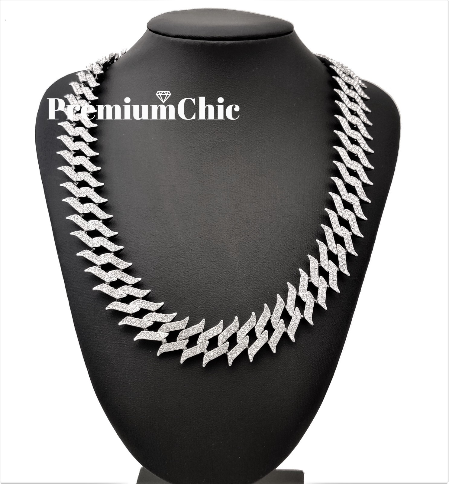 ICED Miami Cuban Link Chain Spike Choker Necklace Mens Plated CZ Hip Hop Jewelry