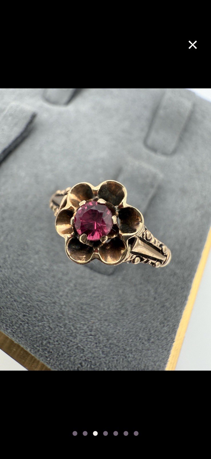 Antique Victorian 10k Yellow Gold Ruby Ring Belcher ~ Size 6