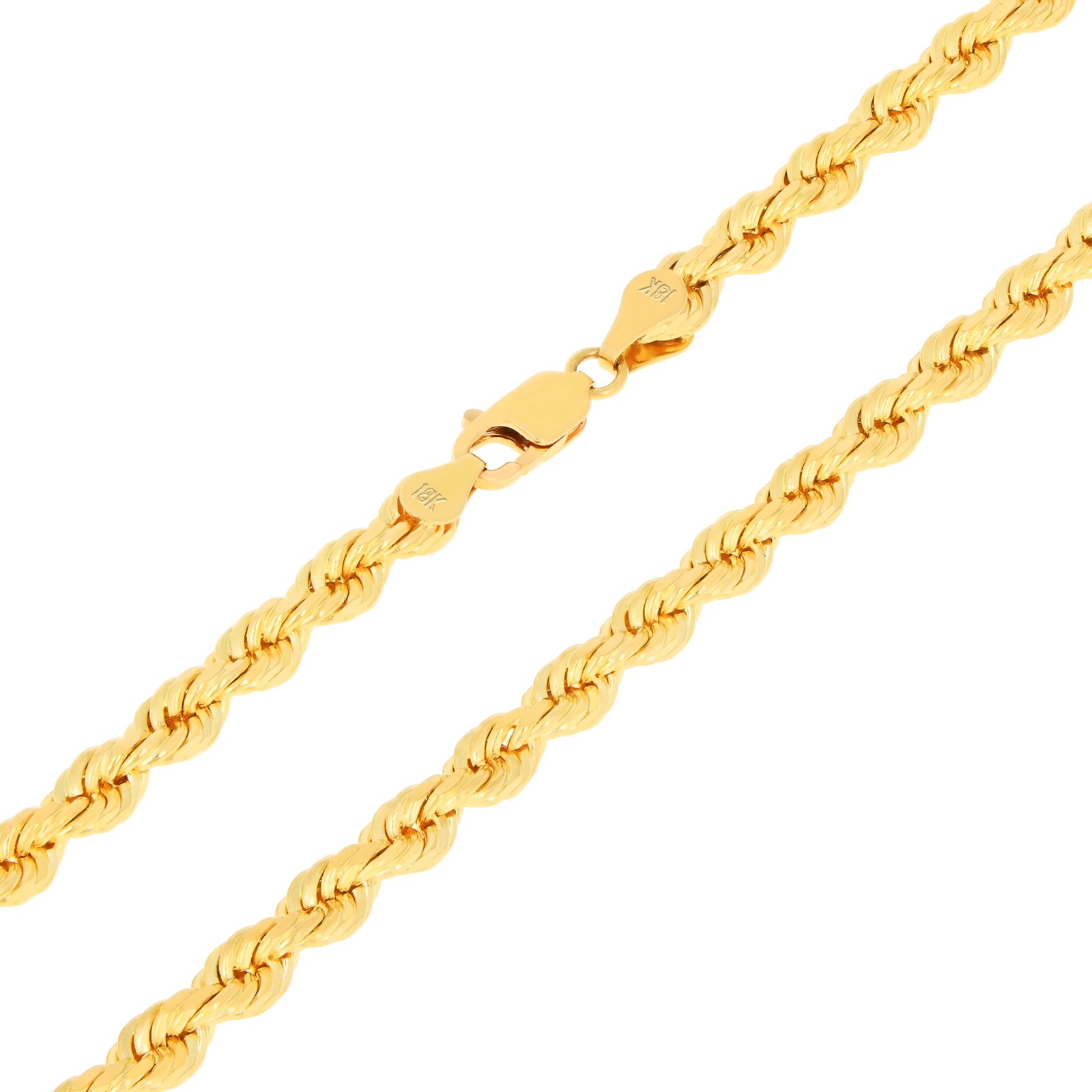 18K Yellow Gold Solid 2mm-7mm Rope Diamond Cut Chain Pendant Necklace 16″- 30″